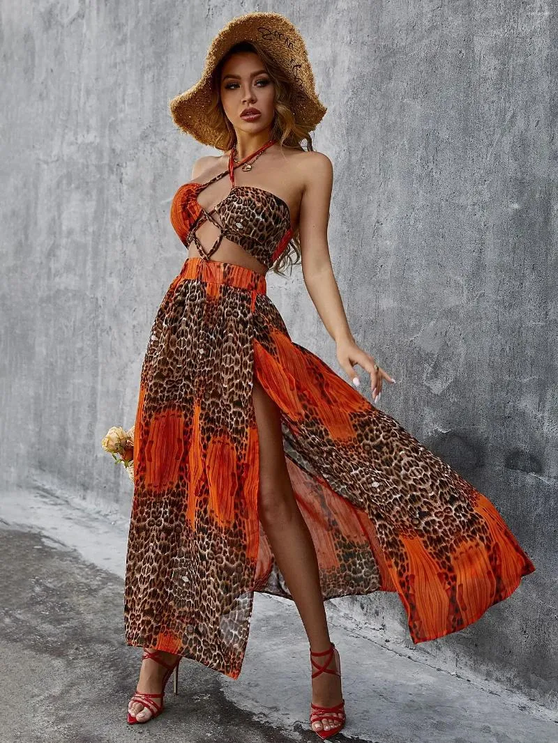 Sexy Bohemian Leopard Backless V Neck A Line Dresses Sexy Bohemian Leopard Backless V Neck A Line Dresses