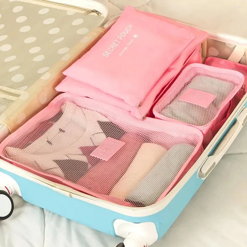 보관 가방 여행 세트 6PSC/포장 용 큐브 의류 가방 수하물 여행 가방 주최자 파우치 키트 액세서리