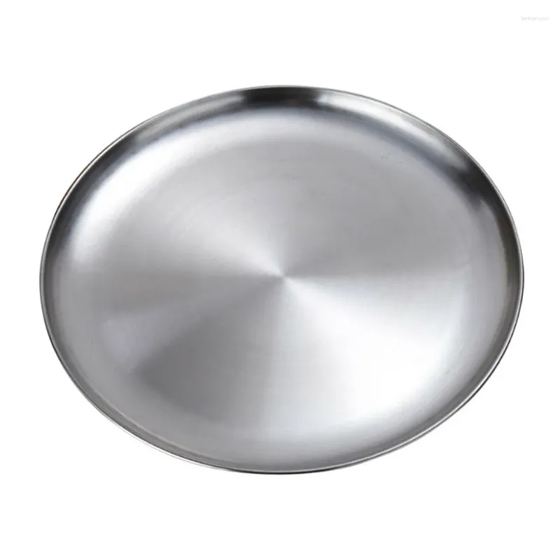 Plates 2024 Stainless Steel Flat Dish Plate Insulated Thick Buffet Platter For Bbq Kitchen Accessories Pasta