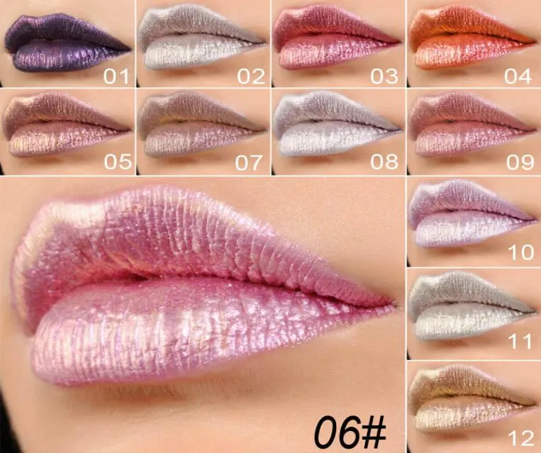 Cmaadu Shimmer Lip Gloss Beauty Girl Diamond Glitter odcień wodoodporny długotrwały 12 kolorowy złoty płyn Flash Lipstick9751882