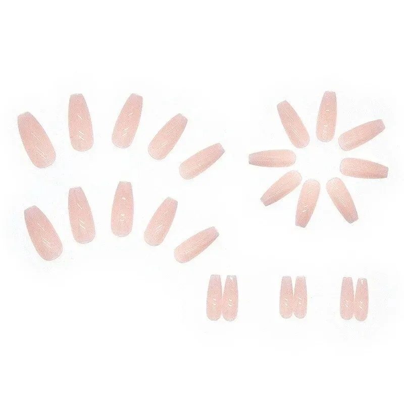 2024 /Box Gradient Color Artifical Press On Nails With Glue Long Coffin Fake Nails Lovely Girls Nail Art Ballerina False Nails For