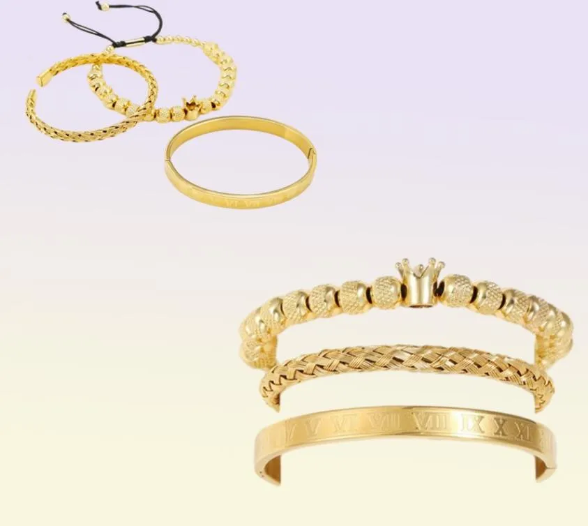 Braccialetti da 3 pcsset di braccialetti romani set di braccialetti in acciaio inossidabile braccialetti per coppia di gioielli bracciali intrecciati fatti a mano 4598186