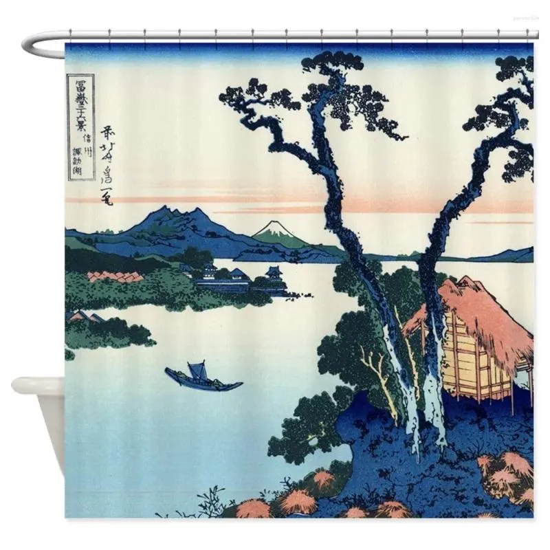 Tende da doccia lago Suwa di Hokusai decorativo tende in tessuto