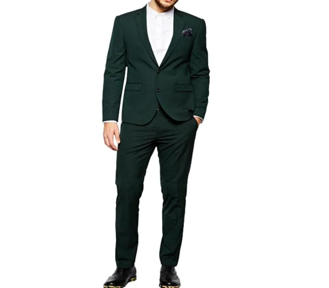 Slim Fit Classic Dark Green Men039S Suit for Wedding 2 Piece Suits Custom Made Groomsmen Tuxedos Men Suits3765132