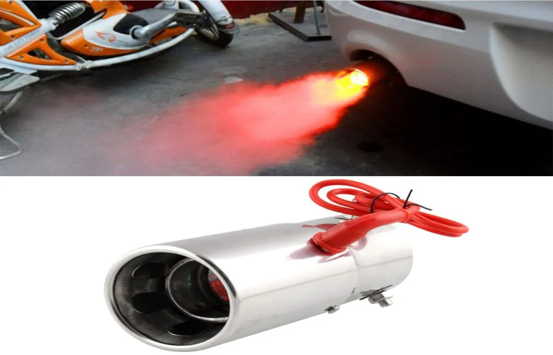 car universal modification Red Light Flaming Stainless Steel Muffler Tip Spitfire Car LED Exhaust Pipe Exhaust System4310651