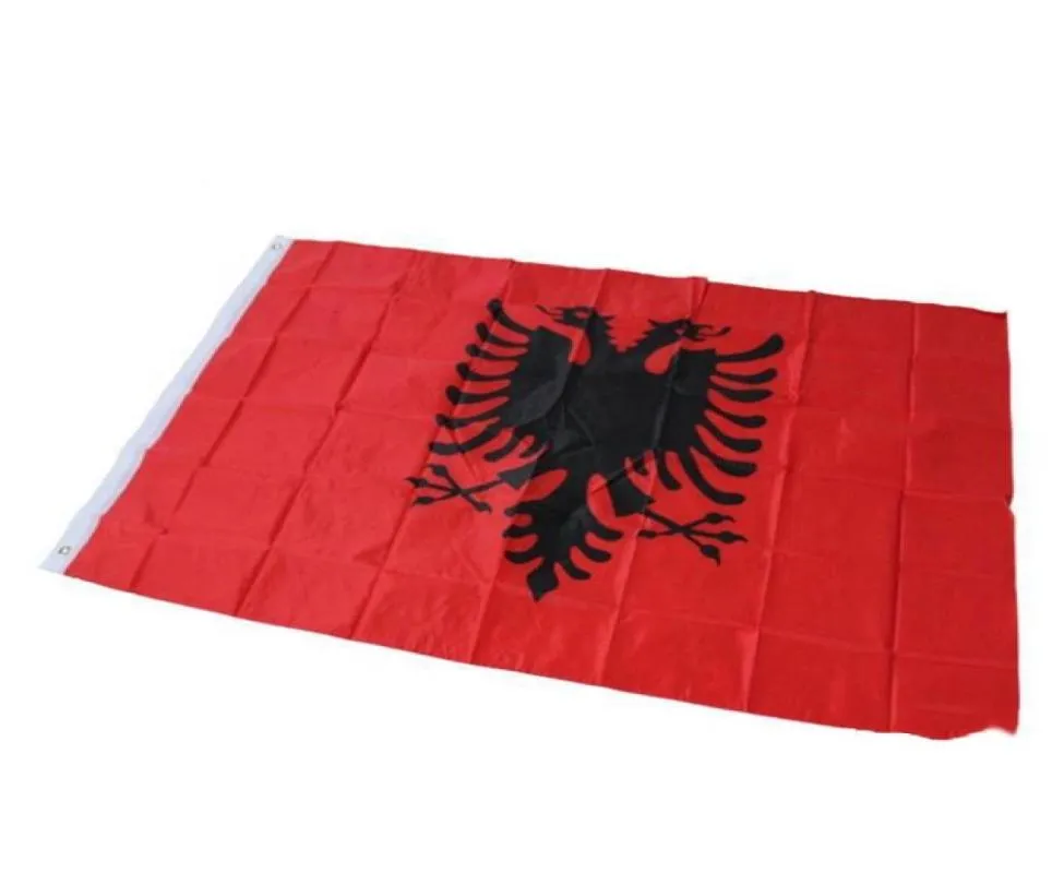 Fandiera dell'Albania 3x5ft 150x90 cm Stampa in poliestere per esterni per interni Sende una bandiera nazionale con bandiera in ottone Shippin2648355