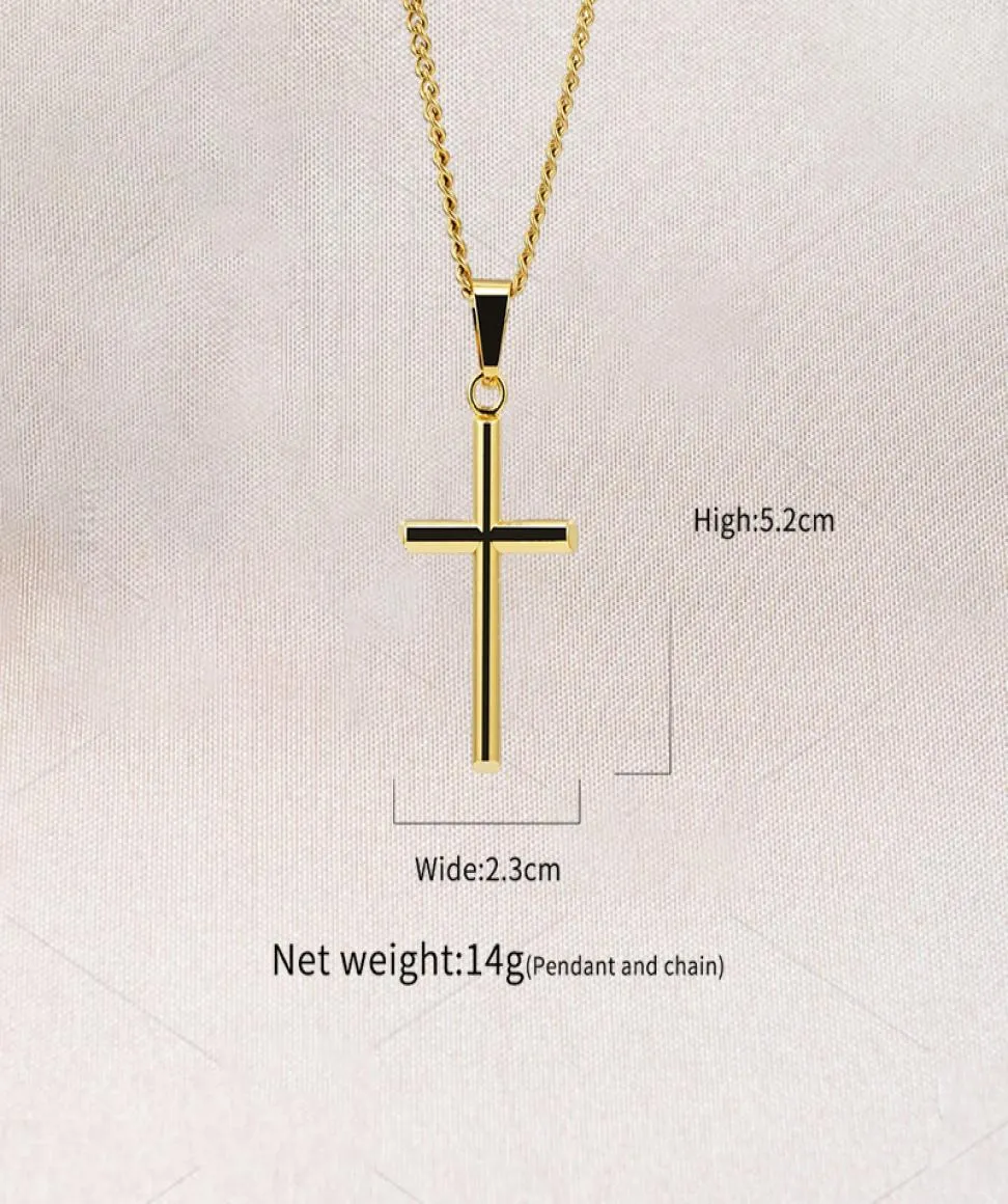 Fashion Charm Mens 18K Gold Cross Pendants Colliers Hip Hop Bijoux en acier inoxydable Chaîne Men Collier Silver For Women Gifts9910885