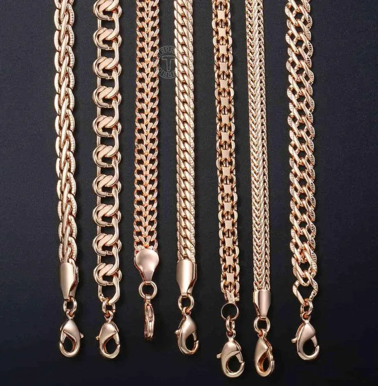 Fanshion 585 Rose Gold kettingketen Curb Weaving Rope Slak Link kralenketen voor mannen Vrouwen klassieke sieradengeschenken CNN1B5810920