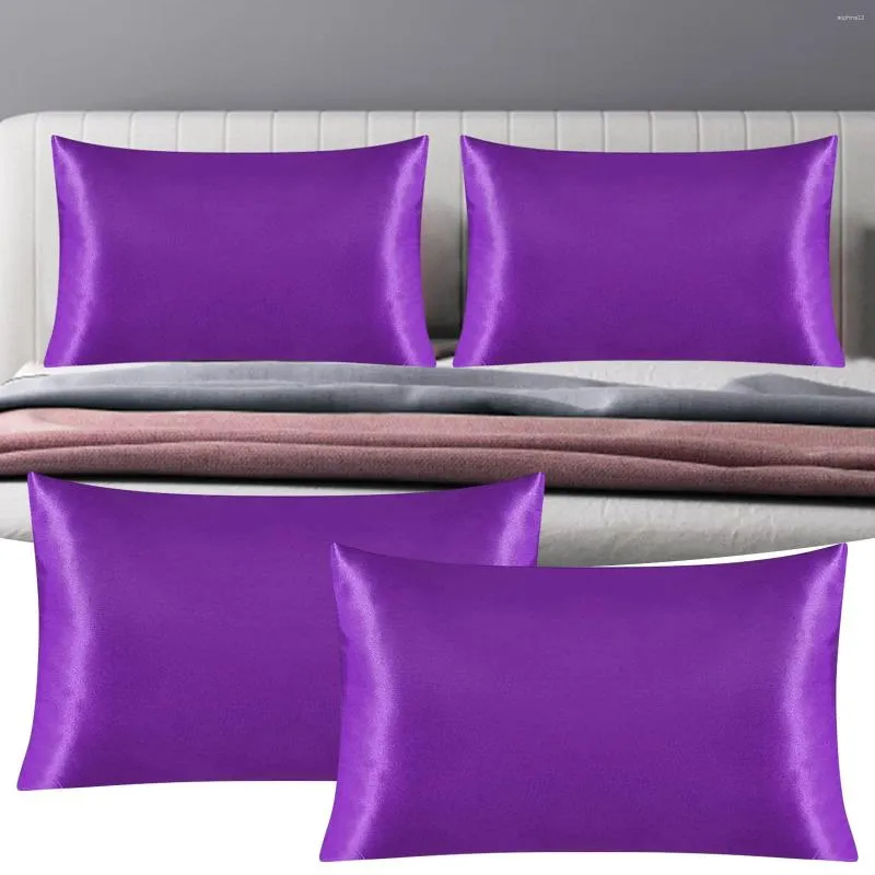 Pillow Pillowcase Silk Satin Imitation Solid El Bedding Standard Pillows Cases For Hair