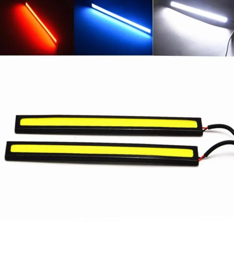 2x 17cm Car LED COB DRL昼間のランニングライトウォータープルーフ12V外部LEDカーライトソース駐車場フォグバーランプホワイトブルーRED5285881