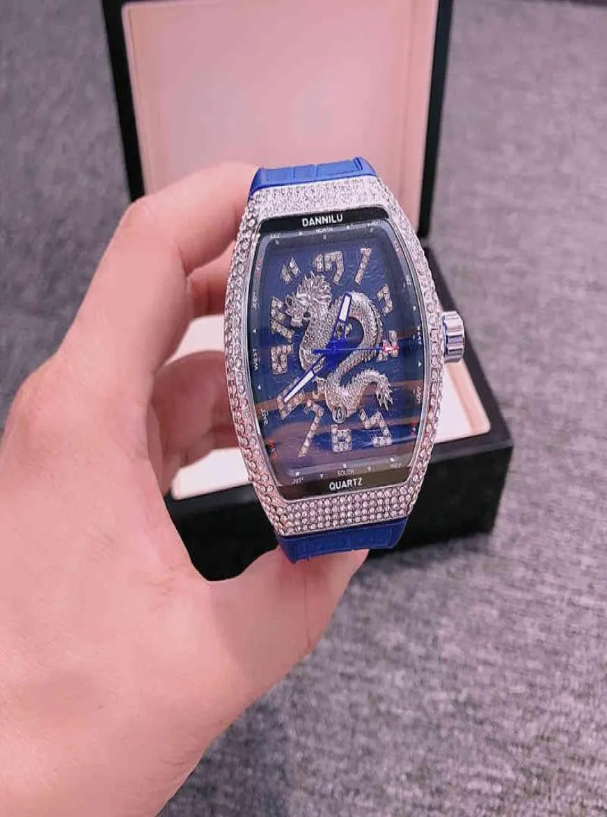 Big Diamond Watchs Top Brand Luxury Gold Quart Watch Men Military Hip Hop maschio Data Orologio Montre Homme4102390
