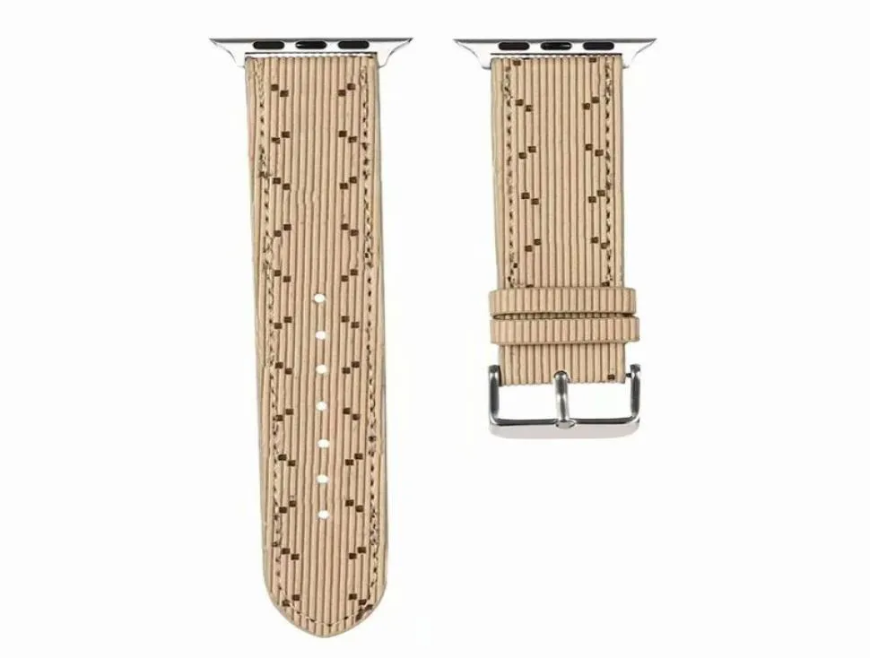 STAPS DES CONCEPTIONS BANDE DE STRAPE APPLE Double lettre en cuir 44424038 mm adapté à Apple Watch 6 SE 5 4 3 2 1 10Color G211206605777