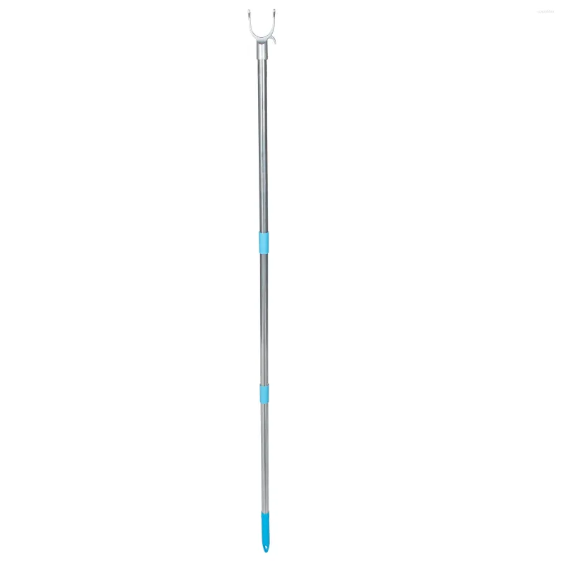 Hangers Reach Closet Pole Hook Splicing Clothes Poles Metal Drying Rod For Shelf Ceiling ( Sky- Blue )