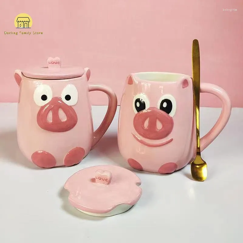 Tasses en céramique Pig Pig Cartoon Cartoon Office The Office et café Créatif Créatif pour les filles Lovers Cups