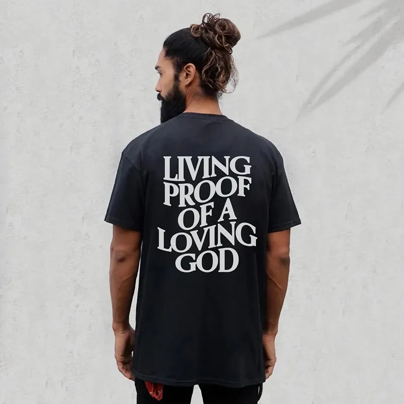 Мужчины женщины летнее живое доказательство любящего Бога печати футболка Y2K Unisex Christian Cross Иисус с короткими рукавами.