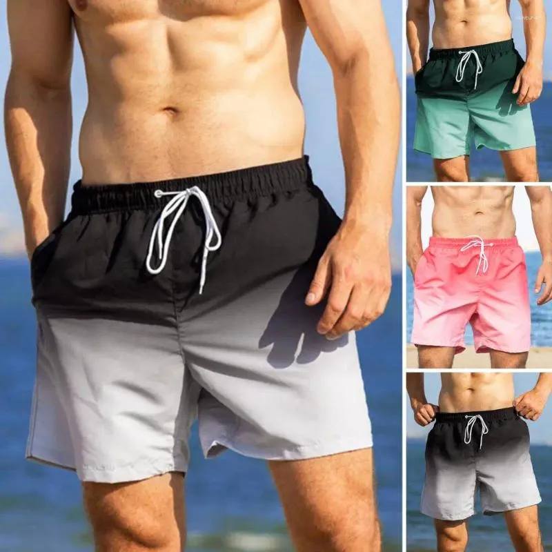 Heren shorts Summer Men Activewear Stijlvol strand met gradiëntcontrast Kleur Drawtring Elastische taille voor casual