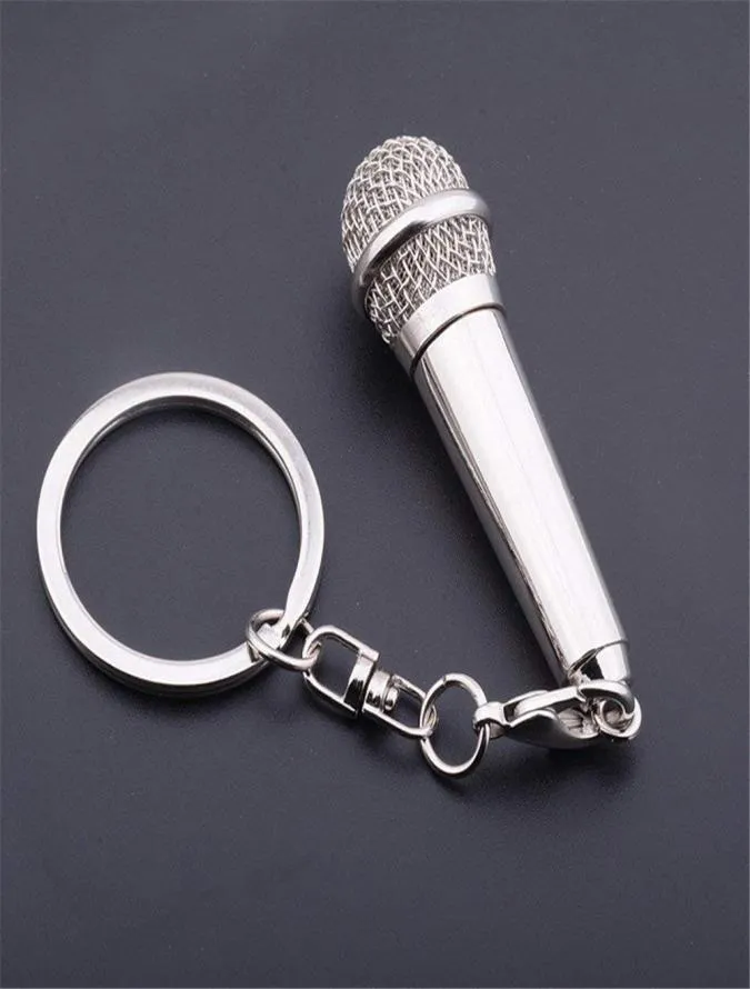 Kimter Charm Music Microphone Voice Key Rings Metal Singer Rapper Rock Keyfobs Femmes Men Purse Sac Prendant Car cadeau Keychains M1737641356