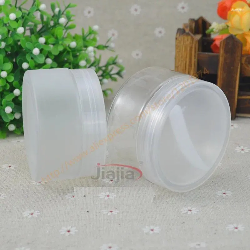 Bottiglie di stoccaggio 100 g Cleor Clear Glass/trasparente pet jar con cucchiaio di shim di coperchio. Scatola da 100 ml Contenitore di plastica Contenitore
