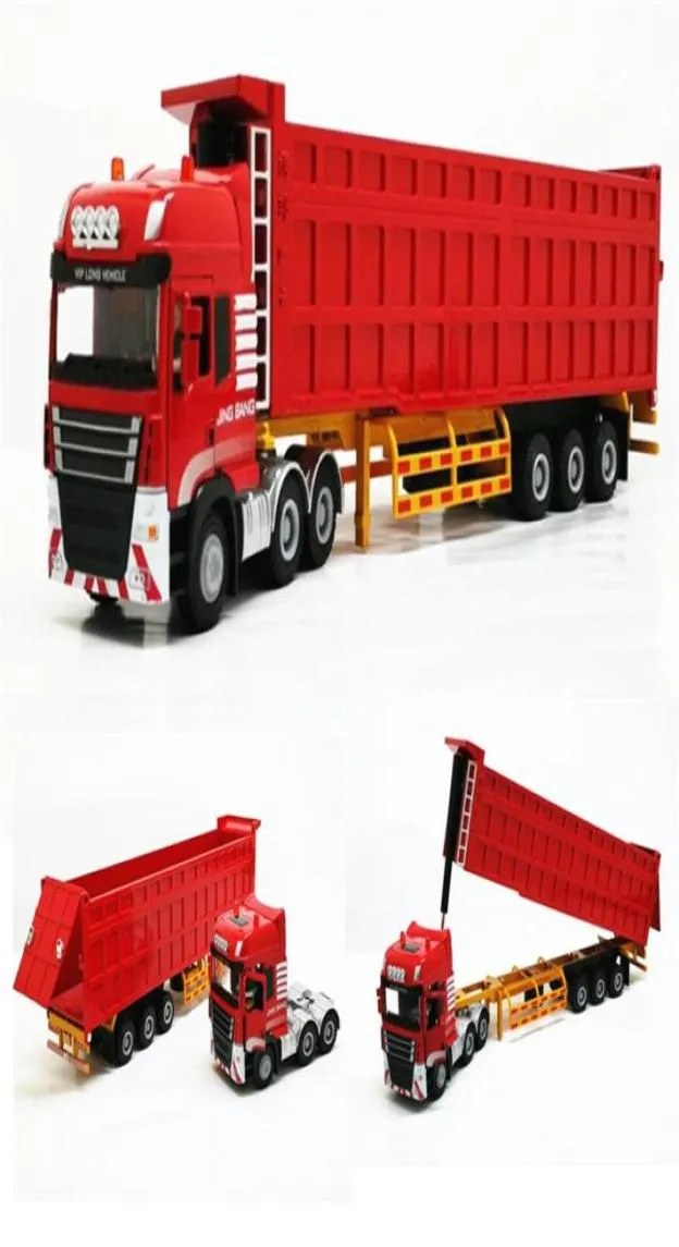 1 50 Modelo de caminhão de contêiner de engenharia Liga de liga semitrailer despejador de caminhão de caminhão Metal Logistics Toys2221S3063401