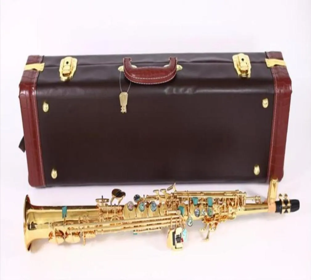 Top New Soprano Saxophone B Électrophorèse plate Instruments de musique Gold Gold Soprano Soprano Grade Professional With Case Shipp6383016