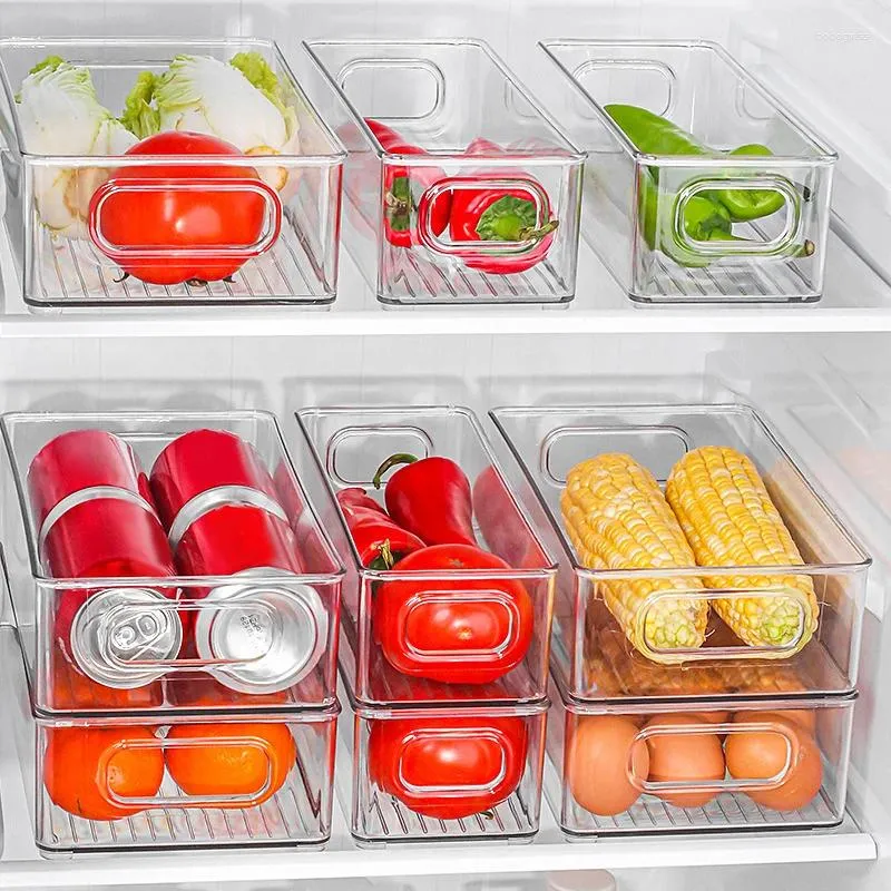 Opslagflessen keuken plastic heldere voedselboxen koelkast vriezer stapelbare bins fruit en groentecontainer