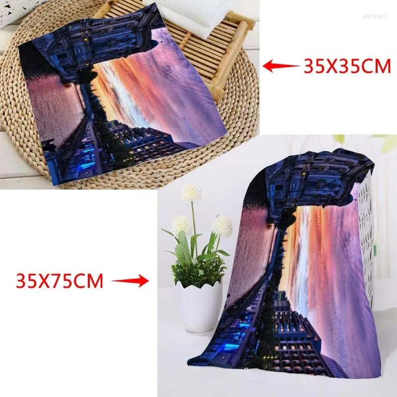 Towel Custom Berlin Printed Face Microfiber Fabric Square Rectangle Towels Size 35x35cm 35x75cm High Quality