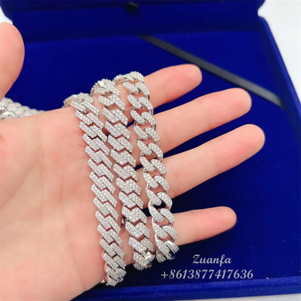 Pass Diamond Tester 8mm 10 mm 13 mm 15 mm 925 High -end sieraden Moissanite Cubaanse armband