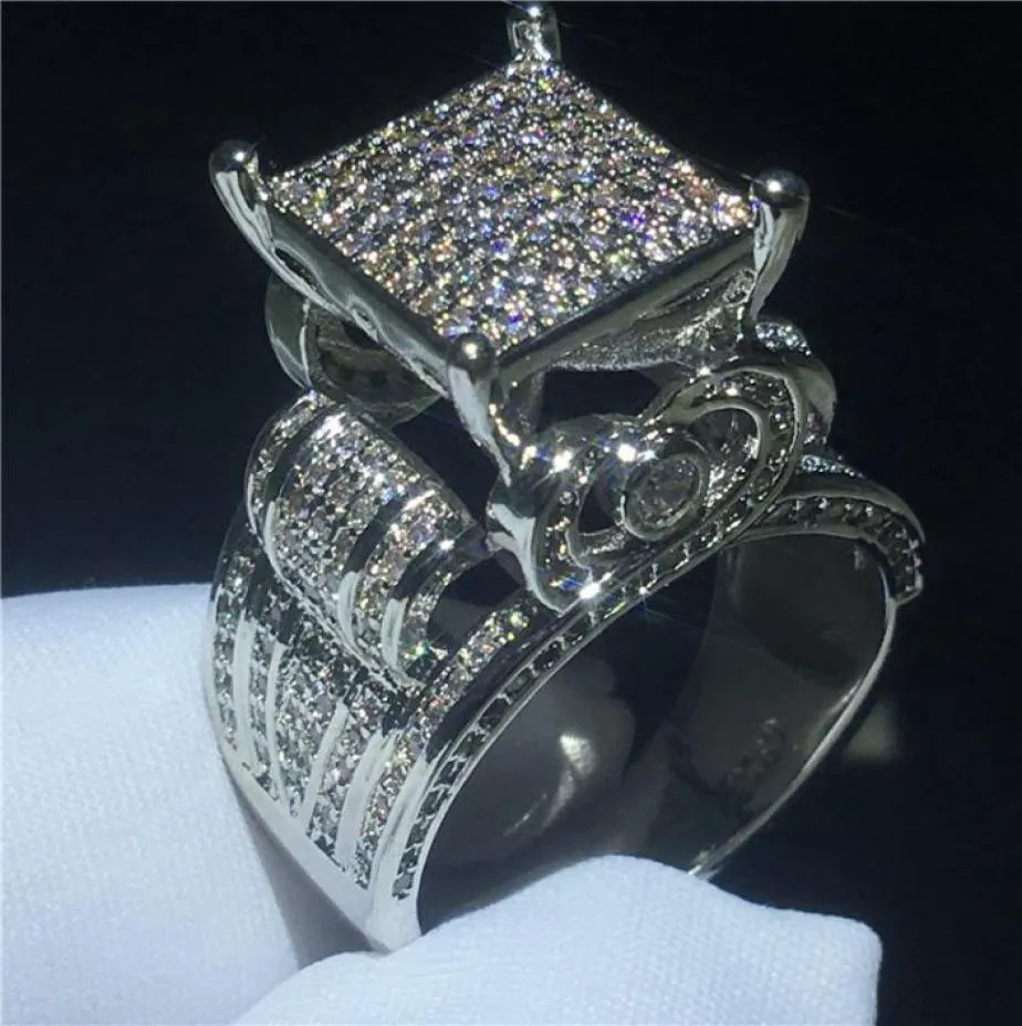 Majestic Sensation Ring 925 Sterling Silver Pave Configuración de diamantes CZ Anillos de boda de compromiso para mujeres Joyería 8519072