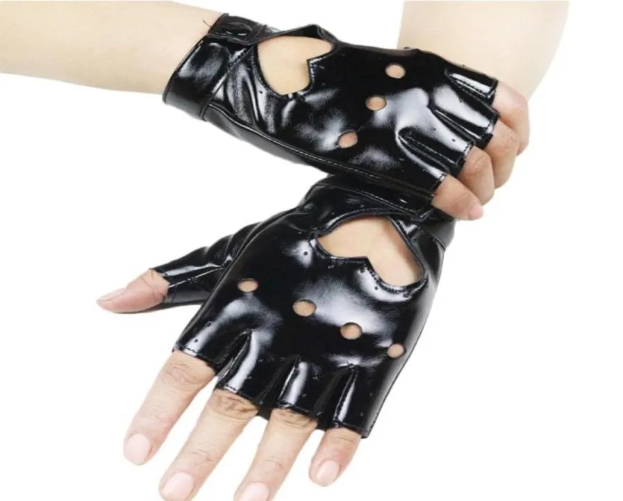 Пяти пальцев перчатки мужчины женщины, водящие панк короткий кожаный танце