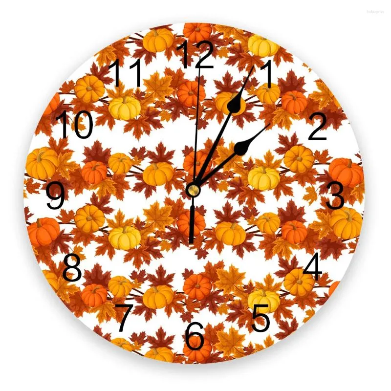 Wall Clocks Pumpkin Thanksgiving Autumn Clock Modern Design Living Room Decoration Mute Watch Home Interior Decor