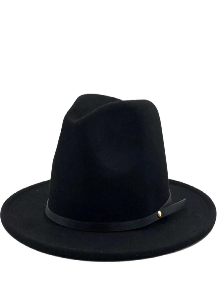 Simple Women Men Wool Vintage Gangster Trilby Felt Fedora Hats With Wide Brim Gentleman Elegant Lady Winter Autumn Jazz Caps4687783247623