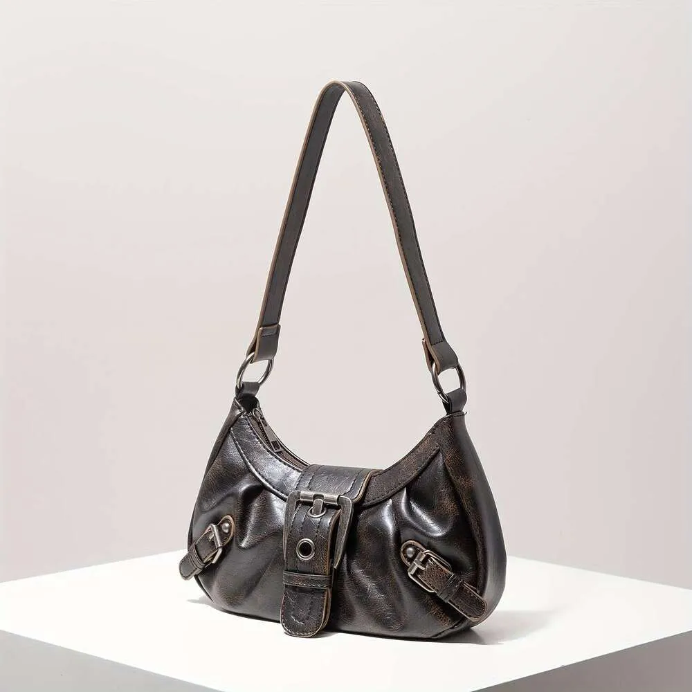 【Y2K】archive leather shoulder bag studs Studded Purses Y2k Shoulder Bag 90s Punk Women Small Shouder