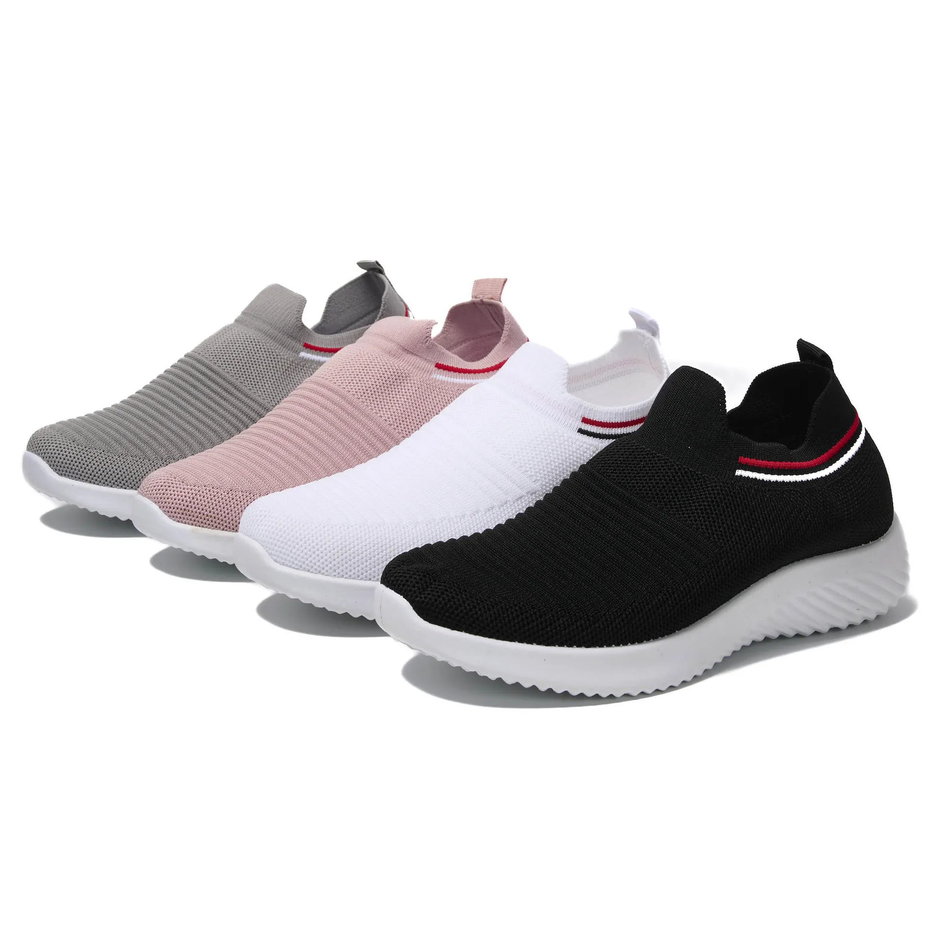 Running Sneaker Shoes for Women Trainers Black White Pink Mesh Lace-up Lightweight Outdoor Trainers Men Sport Shoes Gai