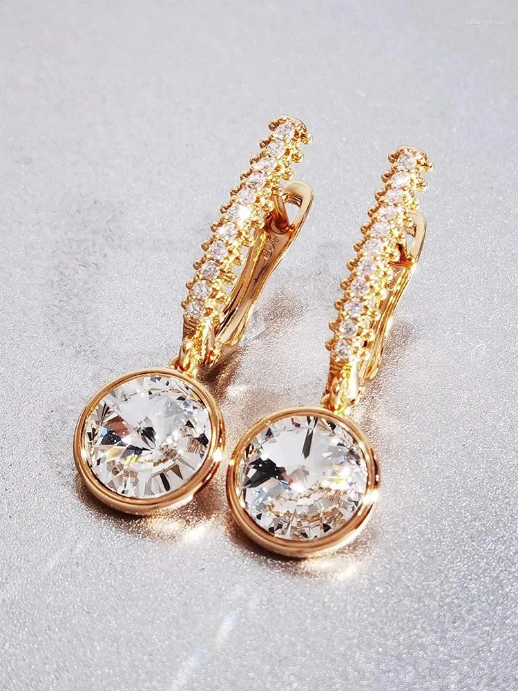 Orecchini per borchie 11.11 Clip alla moda con ciondolo di design rotondo per le donne cristalli di gioielli da festa dall'Austria Hanging Bijoux Gift