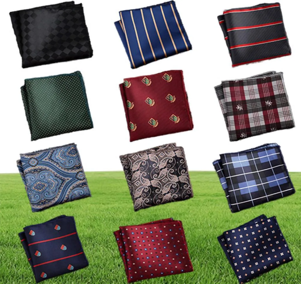 Luxury Men Handkerchief Polka Dot Striped Floral Printed Hankies Polyester Hanky Business Pocket Square Chest Towel 2323CM1941827