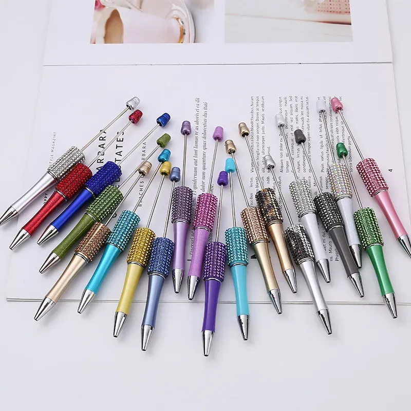 Pennor 10st Diamond Multi Color Beaded Ballpoint Pen Rhinestone Beadable Ball Point Pennor Creative Diy Pen School Office Supplies