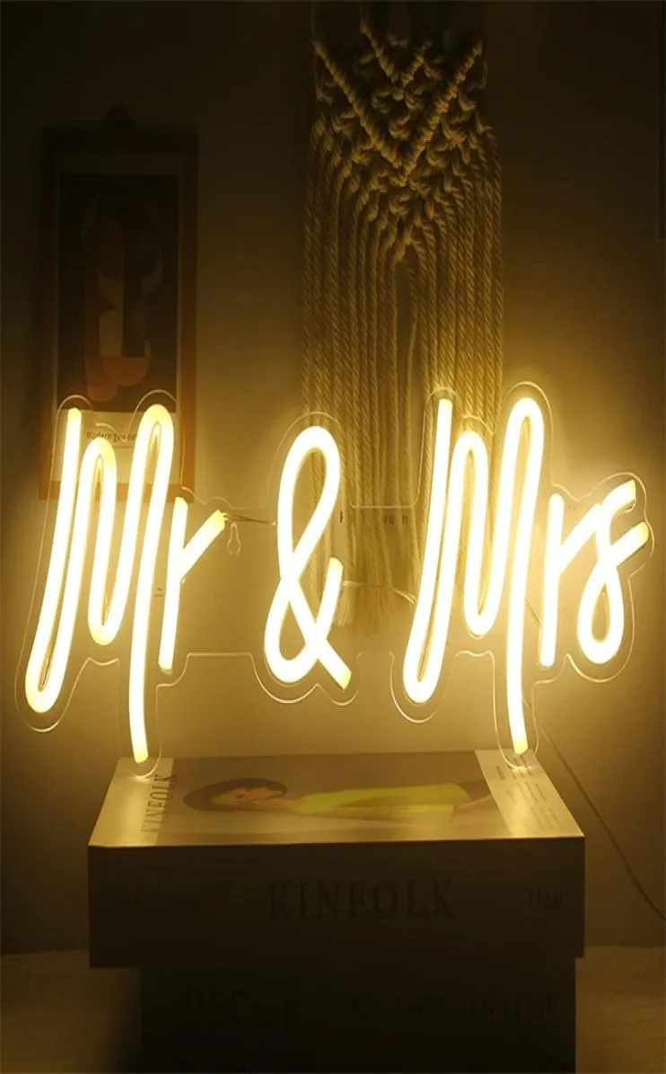 Wanxing Custom Led Mr And Mrs Neon Light Sign Wedding ation Bedroom Home Wall Marriage Party Decor 2206159822680