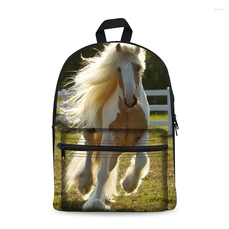 Backpack Horses Printed Canvas Backpacks Teenage Girls 2024 School Bags Women Fashion Travel 3D Animal
