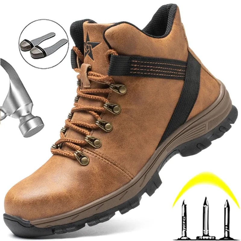 Boots Chaussures indestructibles Men Boots Nouveaux travaux Boots Boots en acier chaussures de sécurité Bottes Pincture Halfe Safety Chaussures Chaussures industrielles