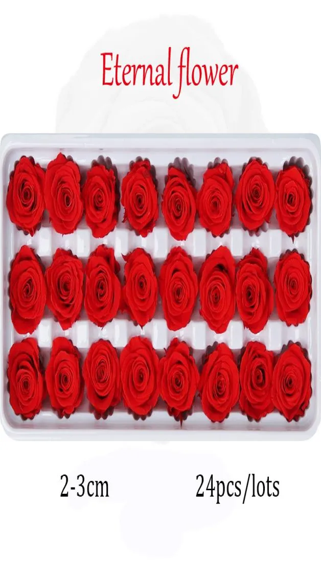 24 pcs erhaltene Blumen Rose Unsterbliche Rosenmütter Tag DIY Hochzeit Eternal Leben Blumenmaterial Geschenk Ganz getrockneter Blumenbox Z15275625