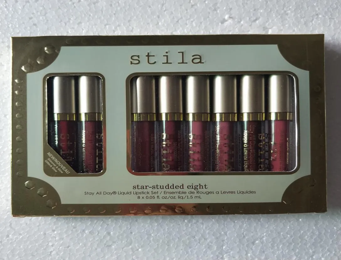 STARSPUTTED acht bleiben alle Tage flüssiger Lippenstift Set 8pcs Box Langlebige creme schimmernde Flüssigkeit Stila Lippenstift Drop9171954