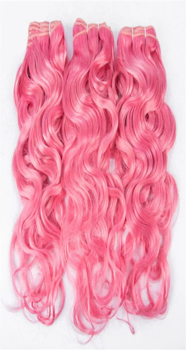 Pink Wet and Wavy Human Hair 3 Bundle Deals Pink Human Hair Pink Water Wave Weave Brazilian Virgin Human Hair Extensions Fast Shi9295204