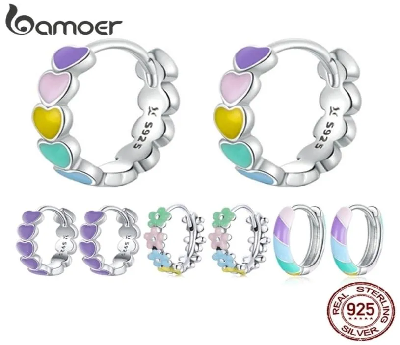 925 sterling Silver Women Multicolor Multicel Heart Heart أقراط قوس قزح الاتجاه المجوهرات لفتاة هدية SCE909 2201088509610