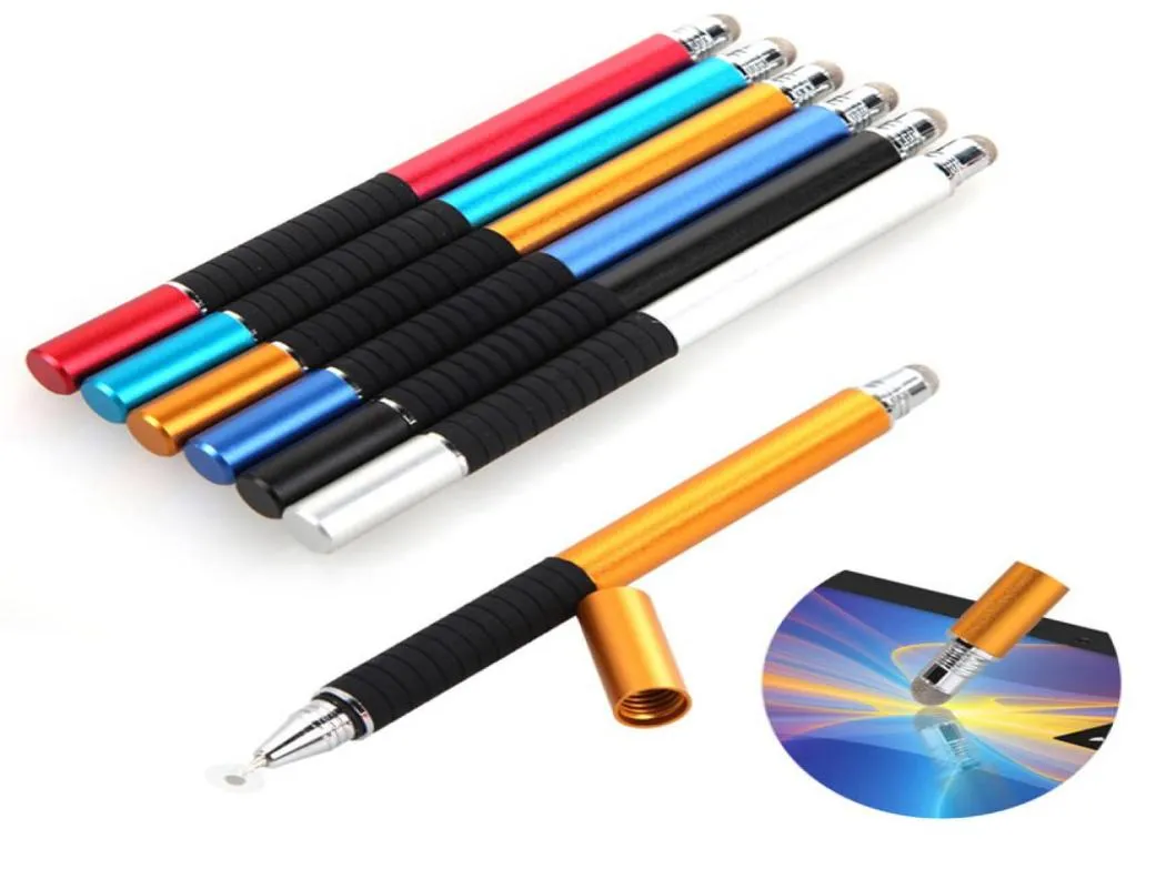 2 I 1 Multifunktion Fine Point Round Thin Tip Pouch Screen Pen Capacitive Stylus Pen för smarttelefon surfplatta för iPad för iPhone1129425