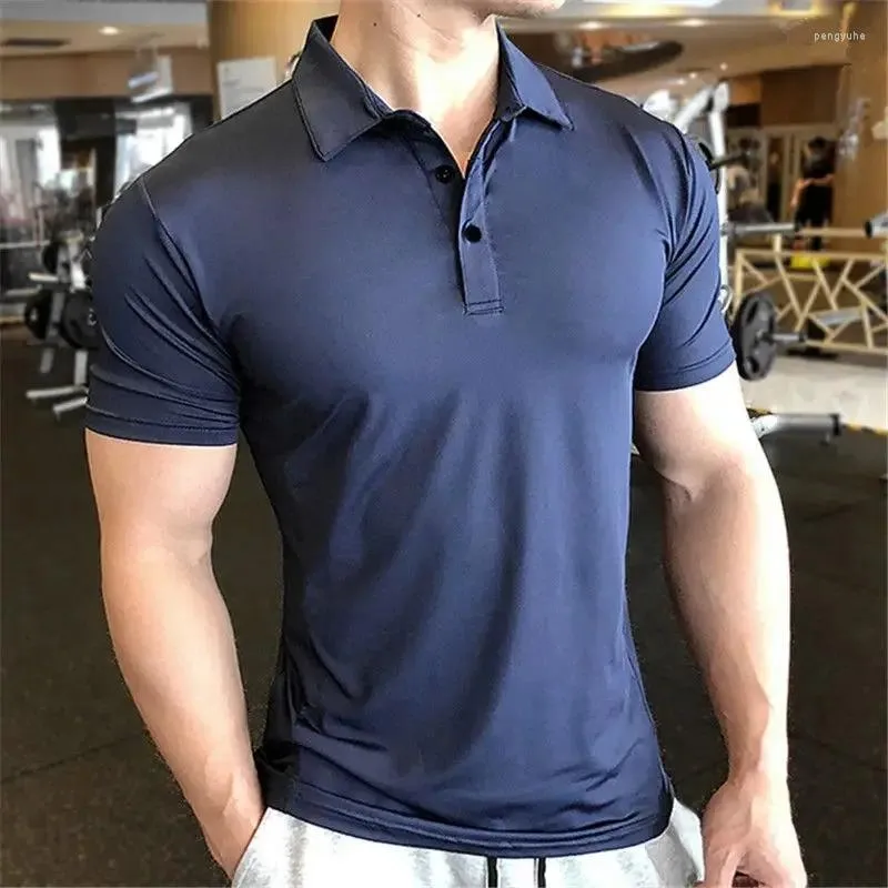 Polos pour hommes Polos Muscles Tops Skinny Top Plain T-shirt pour hommes Gym Man Wit