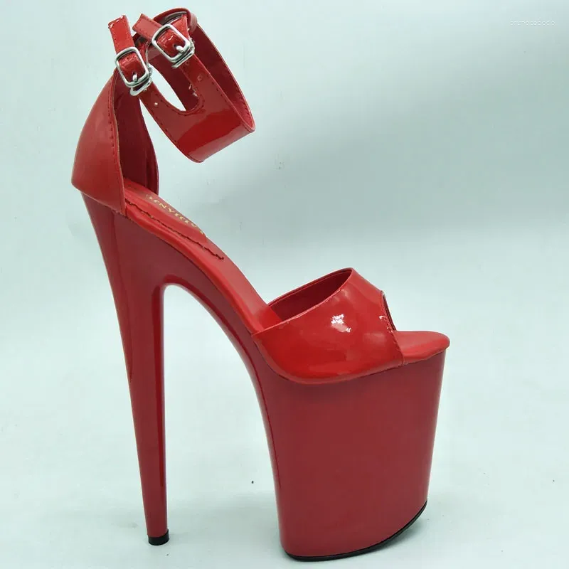 Dance Shoes LAIJIANJINXIA PVC Sexy Exotic Pole Dancing Summer Women Sandals 20CM High Heels Buckle Strap Size 34-46 E036