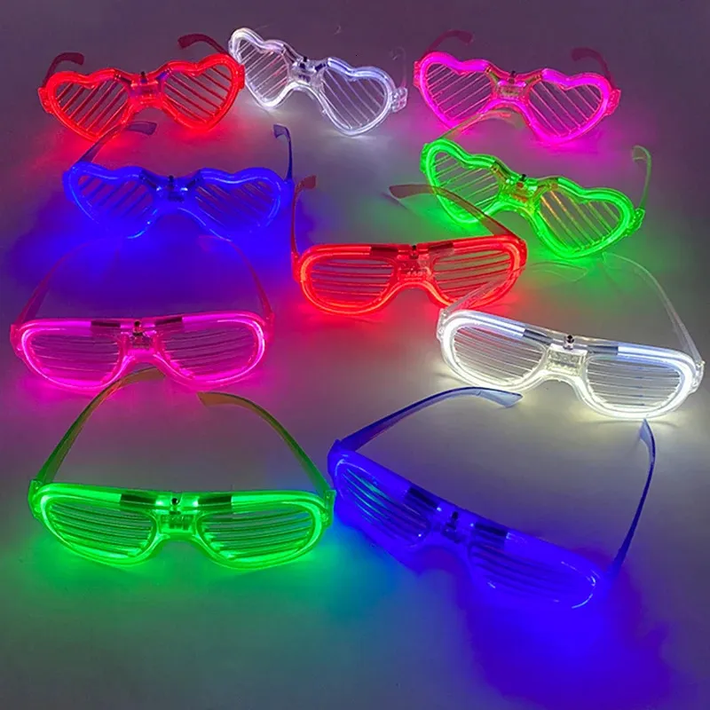 Heart-Shaped Light Up Party Glasses: Fluorescent Luminous Neon LED ...
