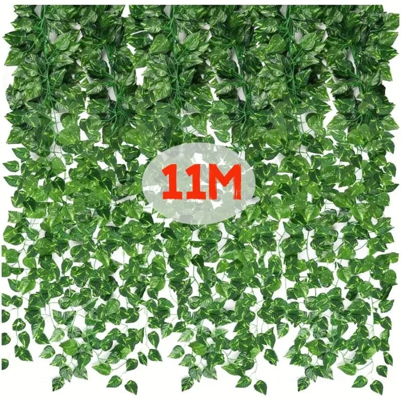 Fleurs décoratives 11m plante artificielle verte Ivy Leaf Garland Fake Creeper Vinging Vine Outdoor DIY GARDE MUR MEUR JOUR MÉDICA