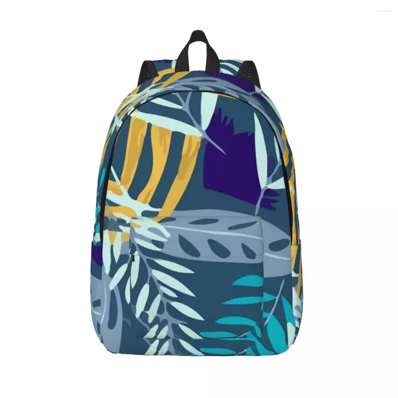 Backpack Tropical Plants Colorful Leaves Print Boy Girl Polyester Camping Backpacks Pattern Fun School Bags Rucksack