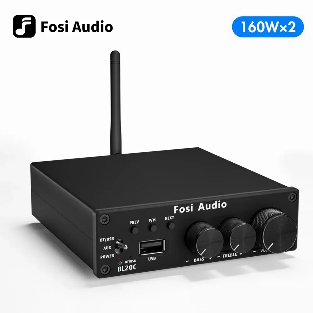 Усилитель Fosi Audio BL20C с 32 В питания Bluetooth 5.0 2.1 Audio Audio Receiver Усилитель Mini Class D Amp Udisk Player 160W x2